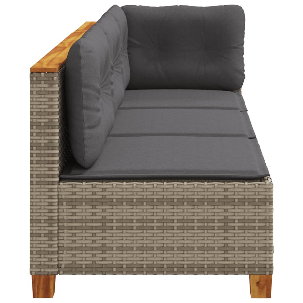 Tuinbank 3-zits met kussens poly rattan grijs is nu te koop bij PeponiXL, paradijselijk wonen!