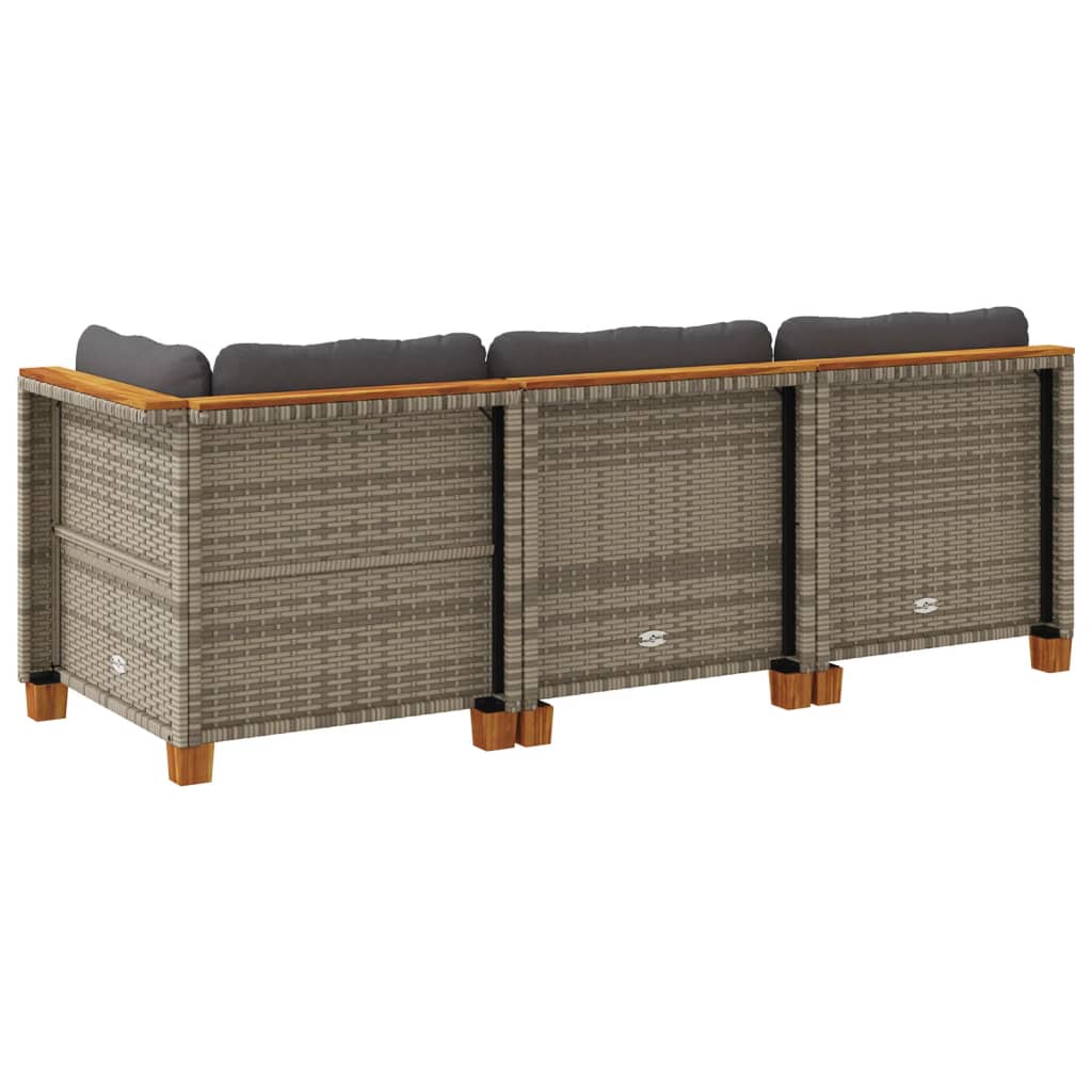 Tuinbank 3-zits met kussens poly rattan grijs is nu te koop bij PeponiXL, paradijselijk wonen!