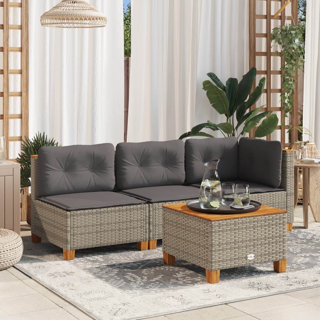 Tuinbank 3-zits met kussens poly rattan grijs is nu te koop bij PeponiXL, paradijselijk wonen!