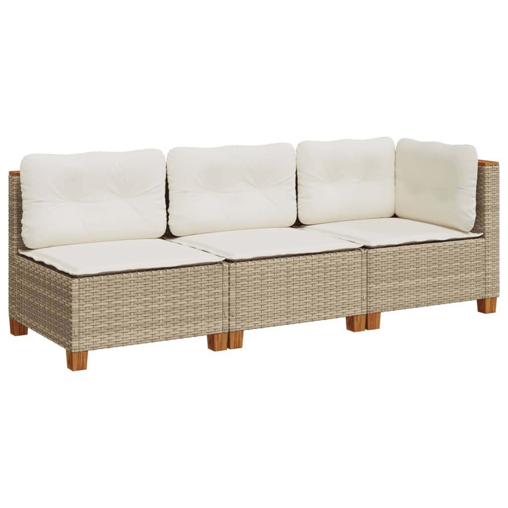 Tuinbank 3-zits met kussens poly rattan beige is nu te koop bij PeponiXL, paradijselijk wonen!