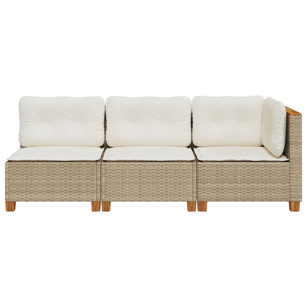 Tuinbank 3-zits met kussens poly rattan beige is nu te koop bij PeponiXL, paradijselijk wonen!