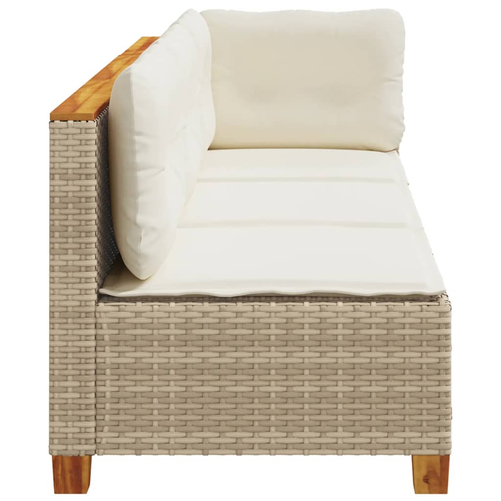 Tuinbank 3-zits met kussens poly rattan beige is nu te koop bij PeponiXL, paradijselijk wonen!