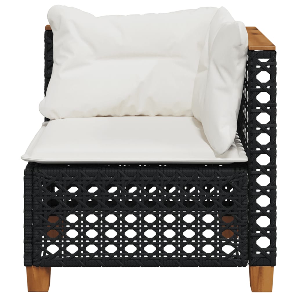 Tuinhoekbank met kussens poly rattan zwart is nu te koop bij PeponiXL, paradijselijk wonen!