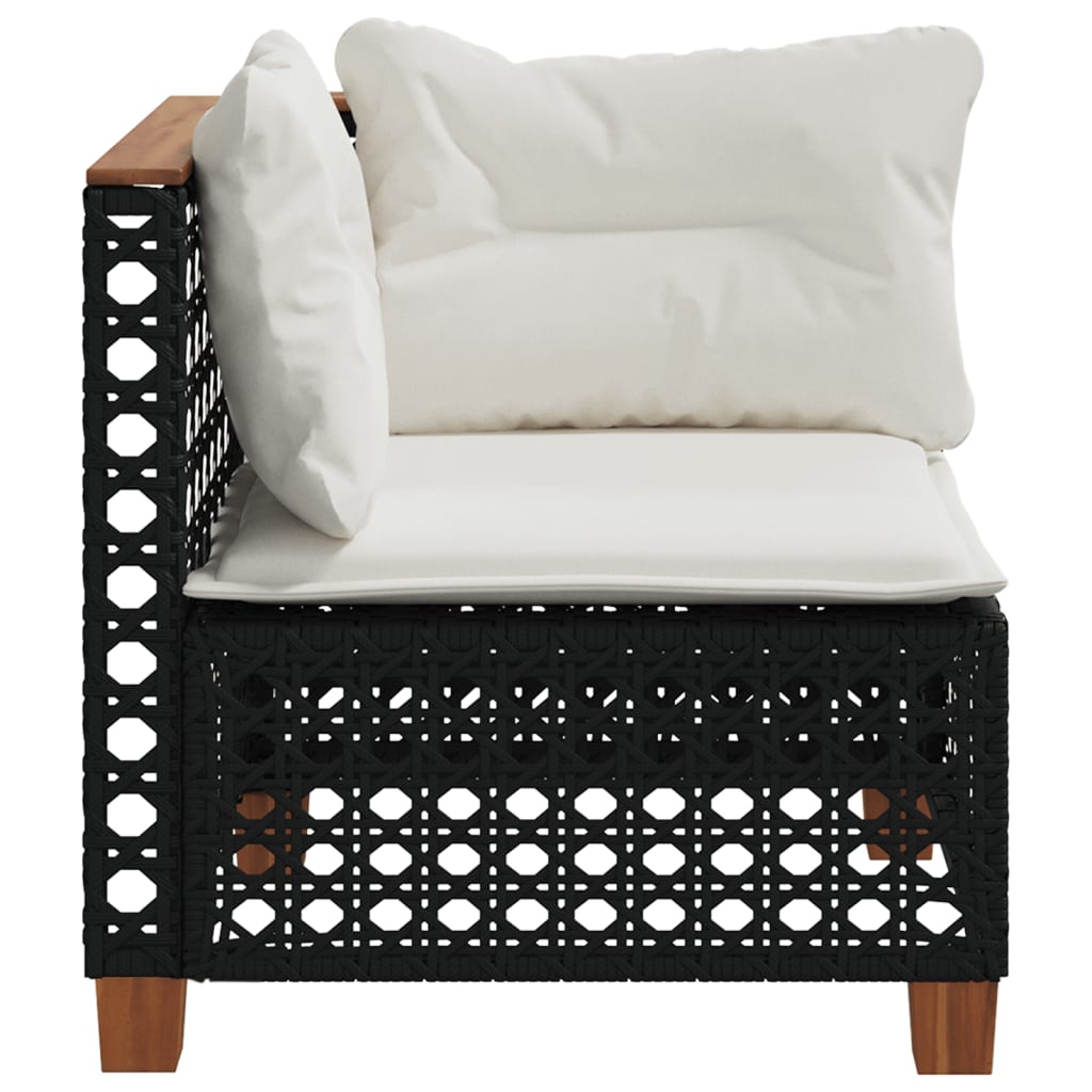 Tuinhoekbank met kussens poly rattan zwart is nu te koop bij PeponiXL, paradijselijk wonen!