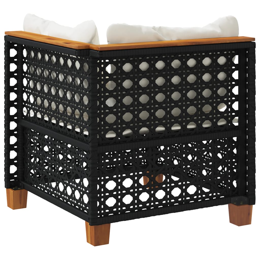Tuinhoekbank met kussens poly rattan zwart is nu te koop bij PeponiXL, paradijselijk wonen!