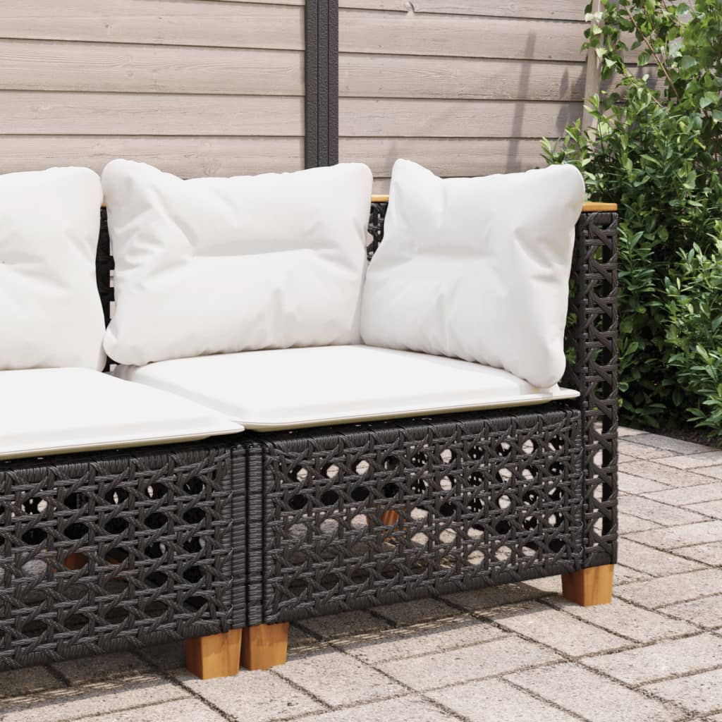 Tuinhoekbank met kussens poly rattan zwart is nu te koop bij PeponiXL, paradijselijk wonen!