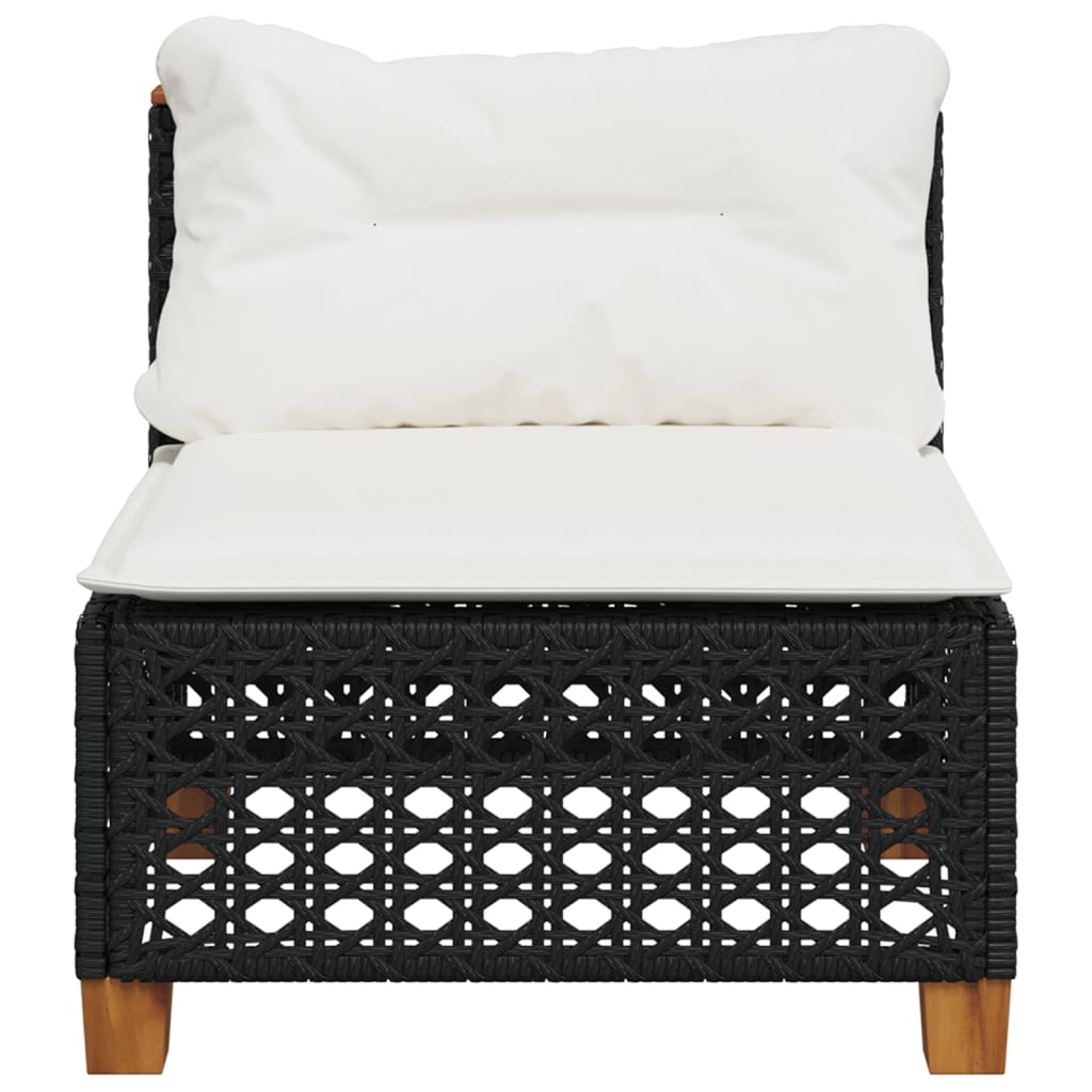 Tuinbank zonder armleuning met kussens poly rattan zwart is nu te koop bij PeponiXL, paradijselijk wonen!