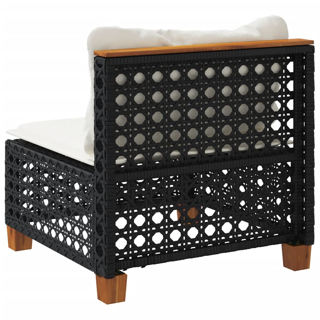 Tuinbank zonder armleuning met kussens poly rattan zwart is nu te koop bij PeponiXL, paradijselijk wonen!