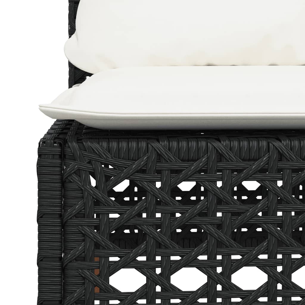 Tuinbank zonder armleuning met kussens poly rattan zwart is nu te koop bij PeponiXL, paradijselijk wonen!