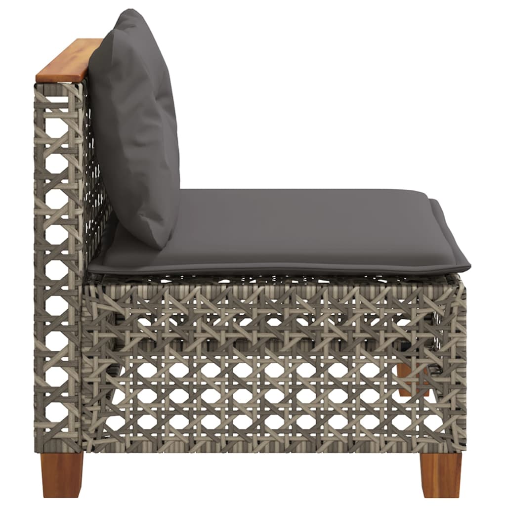 Tuinbank zonder armleuning met kussens poly rattan grijs is nu te koop bij PeponiXL, paradijselijk wonen!