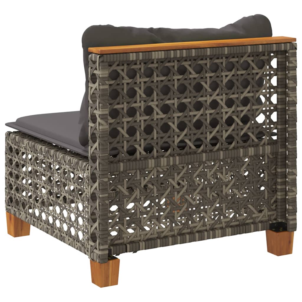 Tuinbank zonder armleuning met kussens poly rattan grijs is nu te koop bij PeponiXL, paradijselijk wonen!
