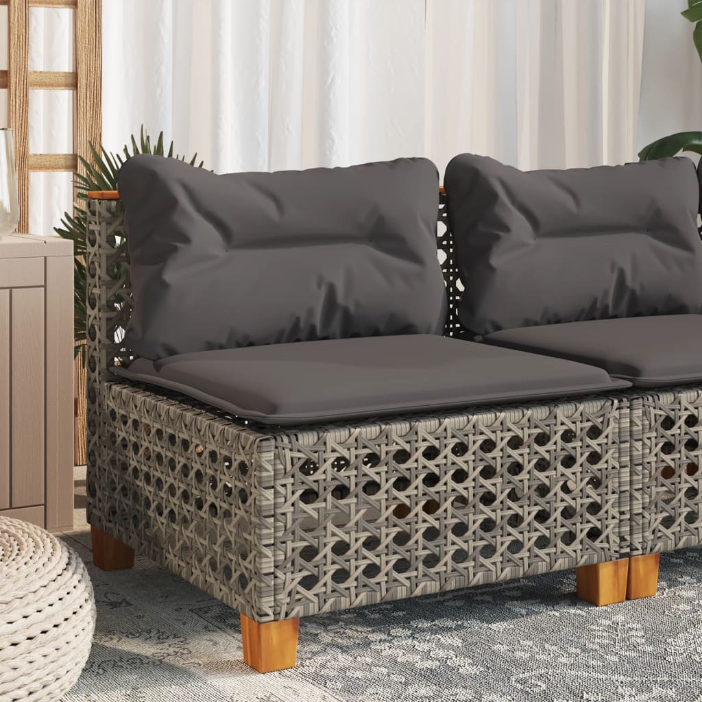 Tuinbank zonder armleuning met kussens poly rattan grijs is nu te koop bij PeponiXL, paradijselijk wonen!