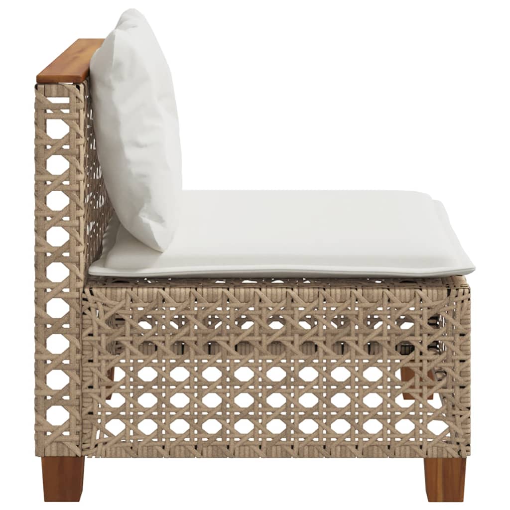 Tuinbank zonder armleuning met kussens poly rattan beige is nu te koop bij PeponiXL, paradijselijk wonen!