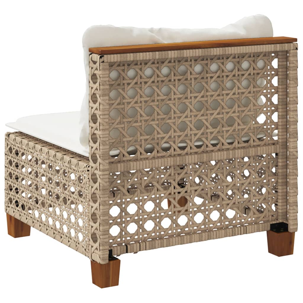 Tuinbank zonder armleuning met kussens poly rattan beige is nu te koop bij PeponiXL, paradijselijk wonen!
