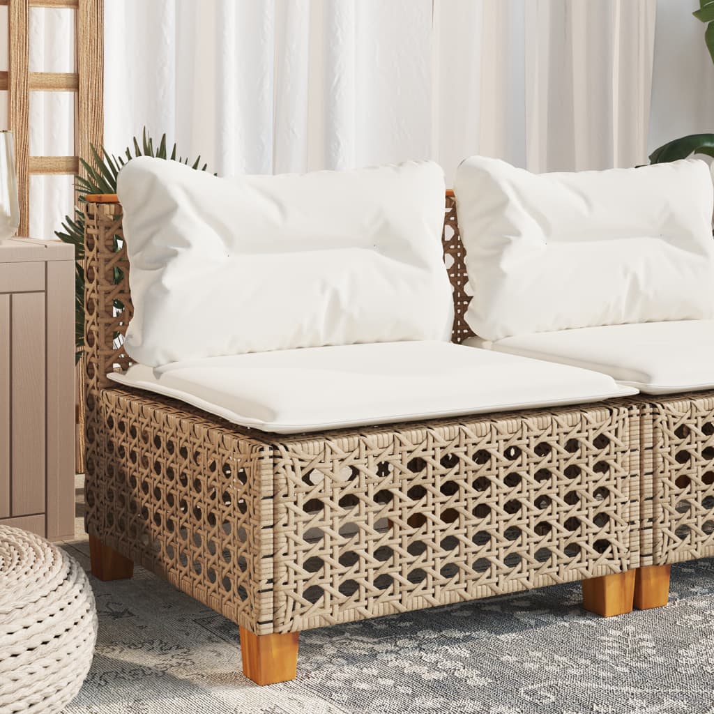 Tuinbank zonder armleuning met kussens poly rattan beige is nu te koop bij PeponiXL, paradijselijk wonen!