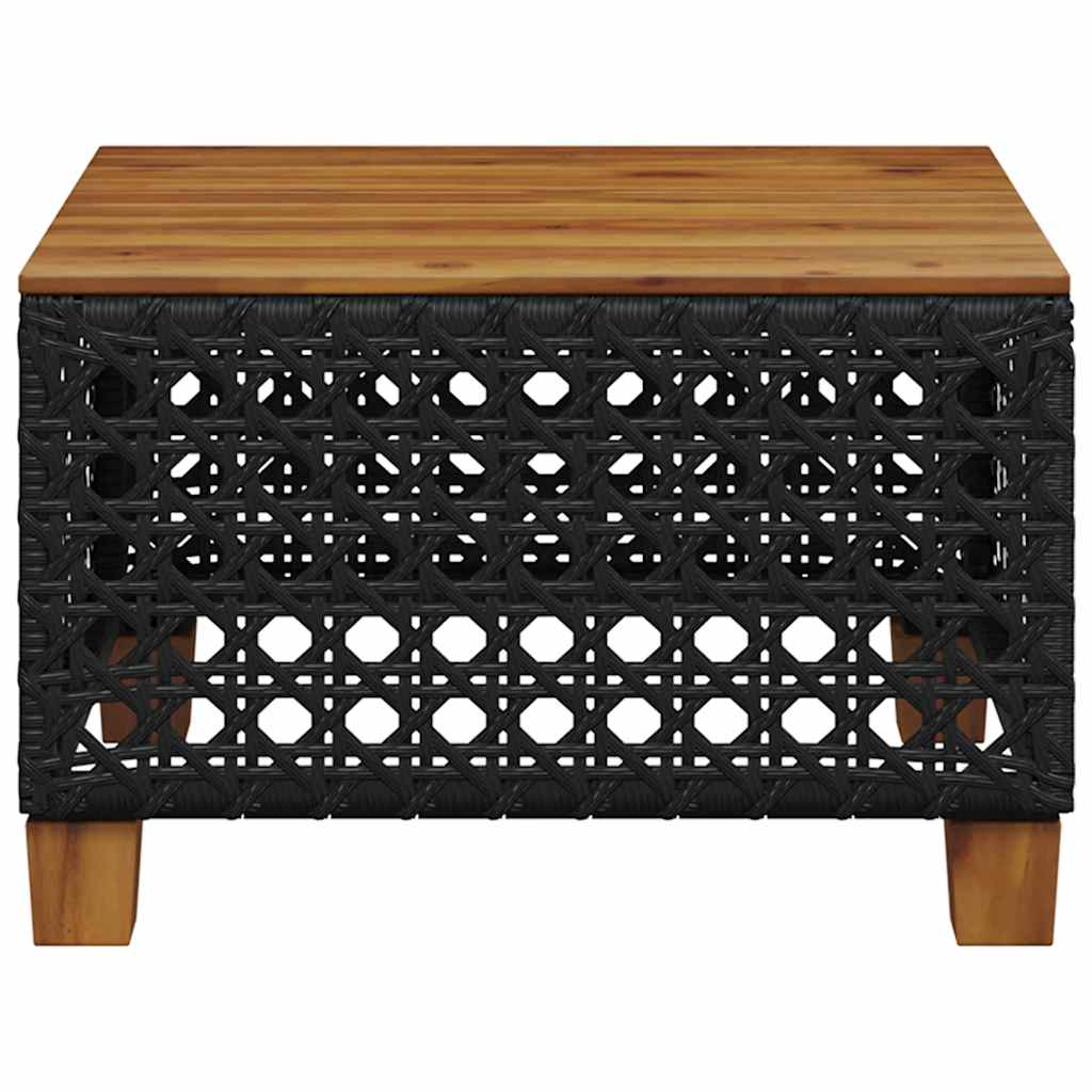 Tuintafel 55x55x36 cm poly rattan en acaciahout zwart is nu te koop bij PeponiXL, paradijselijk wonen!