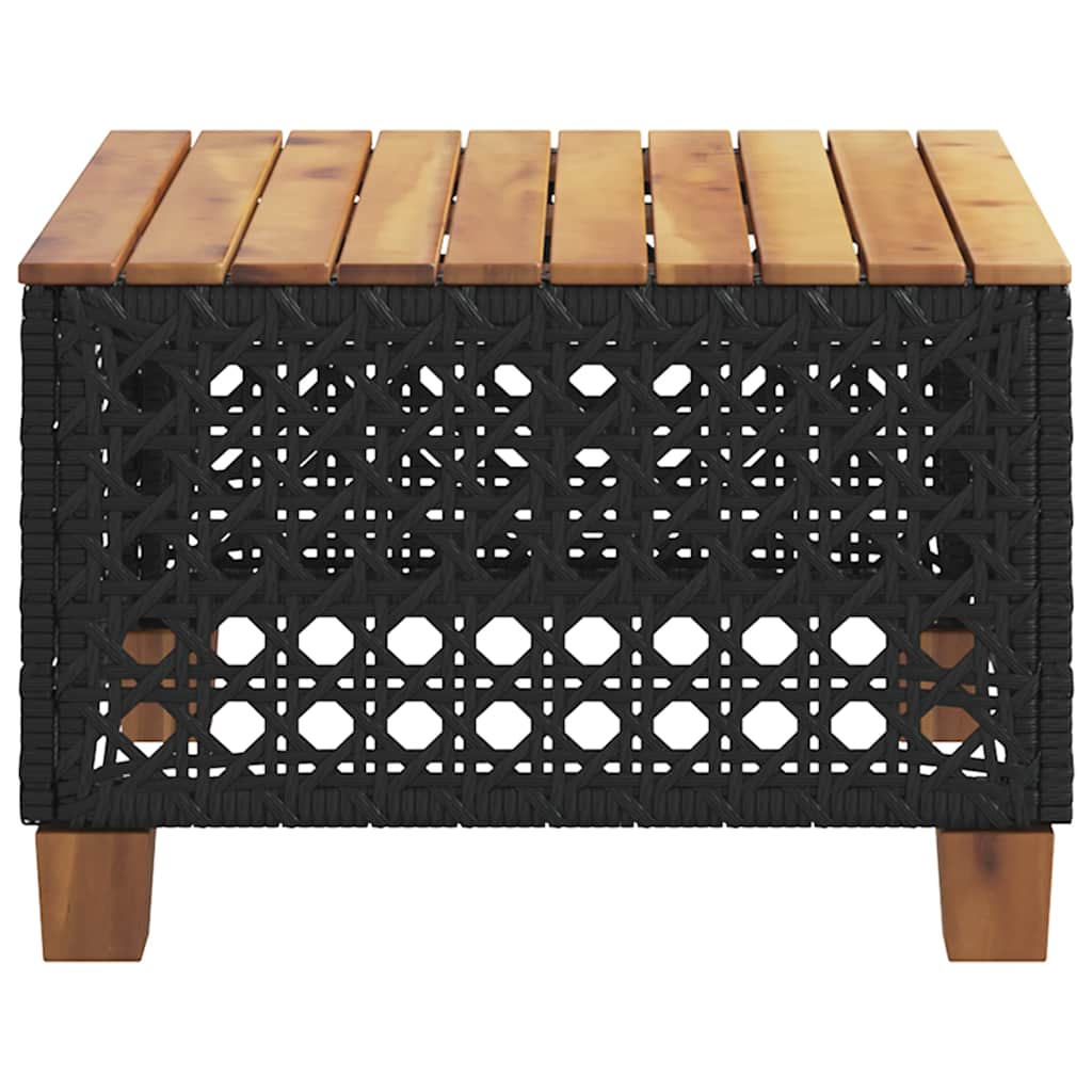 Tuintafel 55x55x36 cm poly rattan en acaciahout zwart is nu te koop bij PeponiXL, paradijselijk wonen!