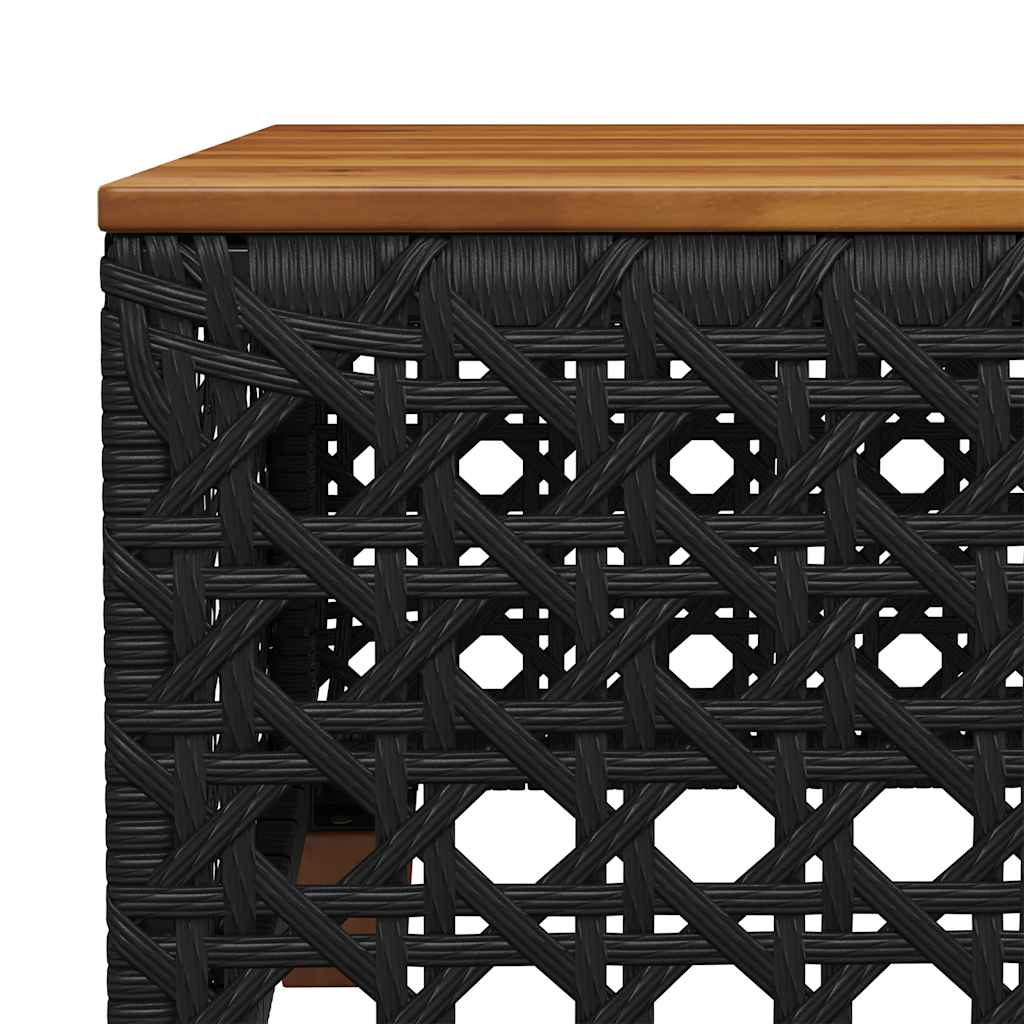 Tuintafel 55x55x36 cm poly rattan en acaciahout zwart is nu te koop bij PeponiXL, paradijselijk wonen!