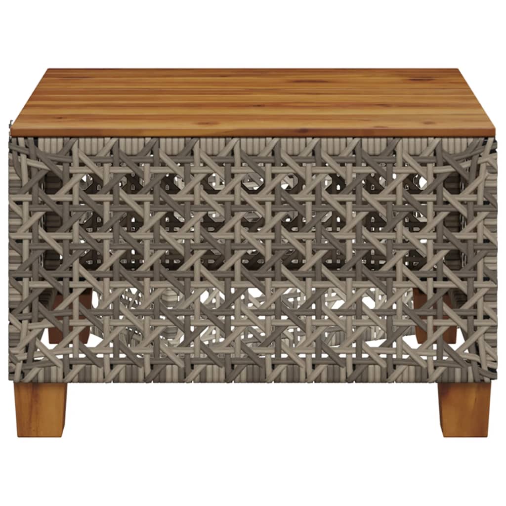 Tuintafel 55x55x36 cm poly rattan en acaciahout grijs is nu te koop bij PeponiXL, paradijselijk wonen!