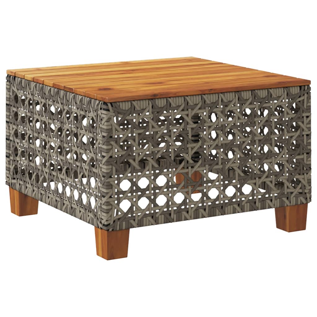 Tuintafel 55x55x36 cm poly rattan en acaciahout grijs is nu te koop bij PeponiXL, paradijselijk wonen!