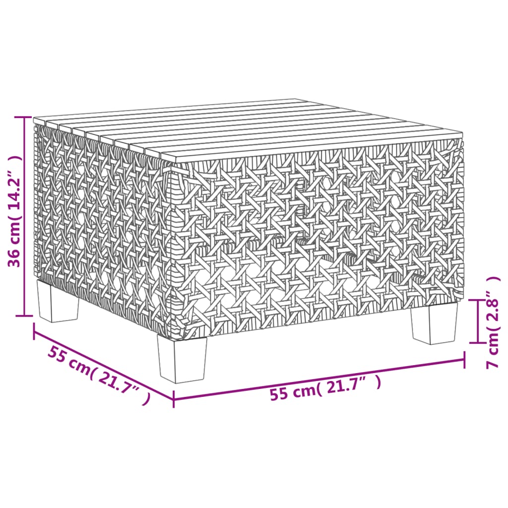 Tuintafel 55x55x36 cm poly rattan en acaciahout grijs is nu te koop bij PeponiXL, paradijselijk wonen!