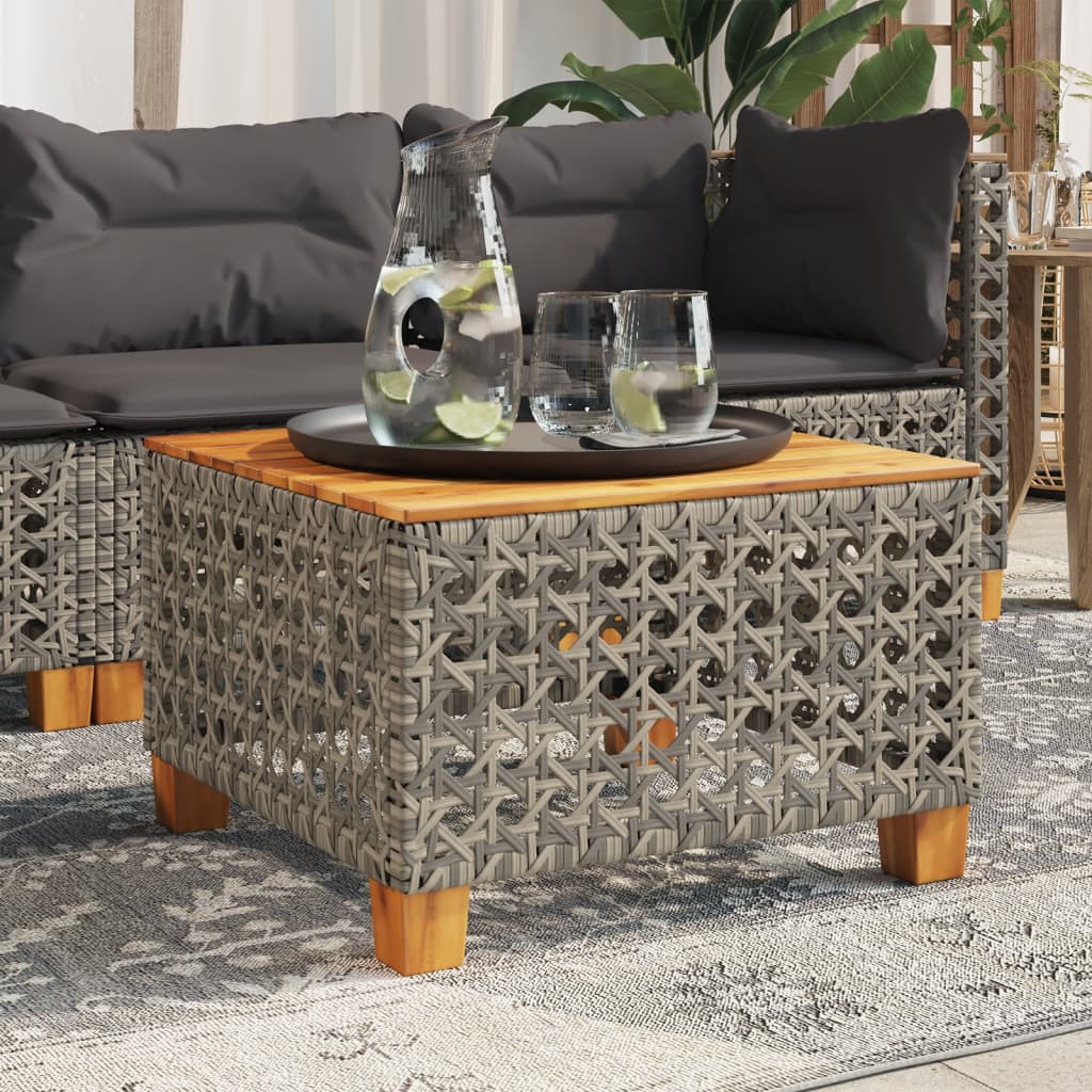Tuintafel 55x55x36 cm poly rattan en acaciahout grijs is nu te koop bij PeponiXL, paradijselijk wonen!