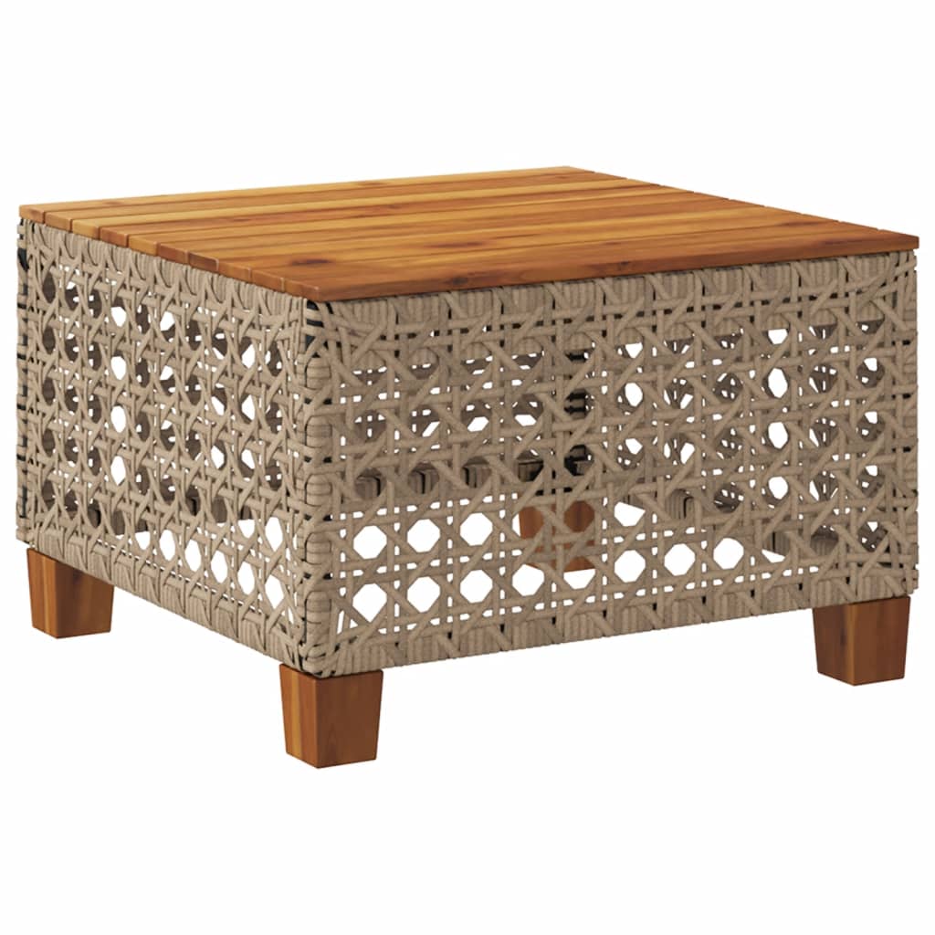 Tuintafel 55x55x36 cm poly rattan en acaciahout beige is nu te koop bij PeponiXL, paradijselijk wonen!