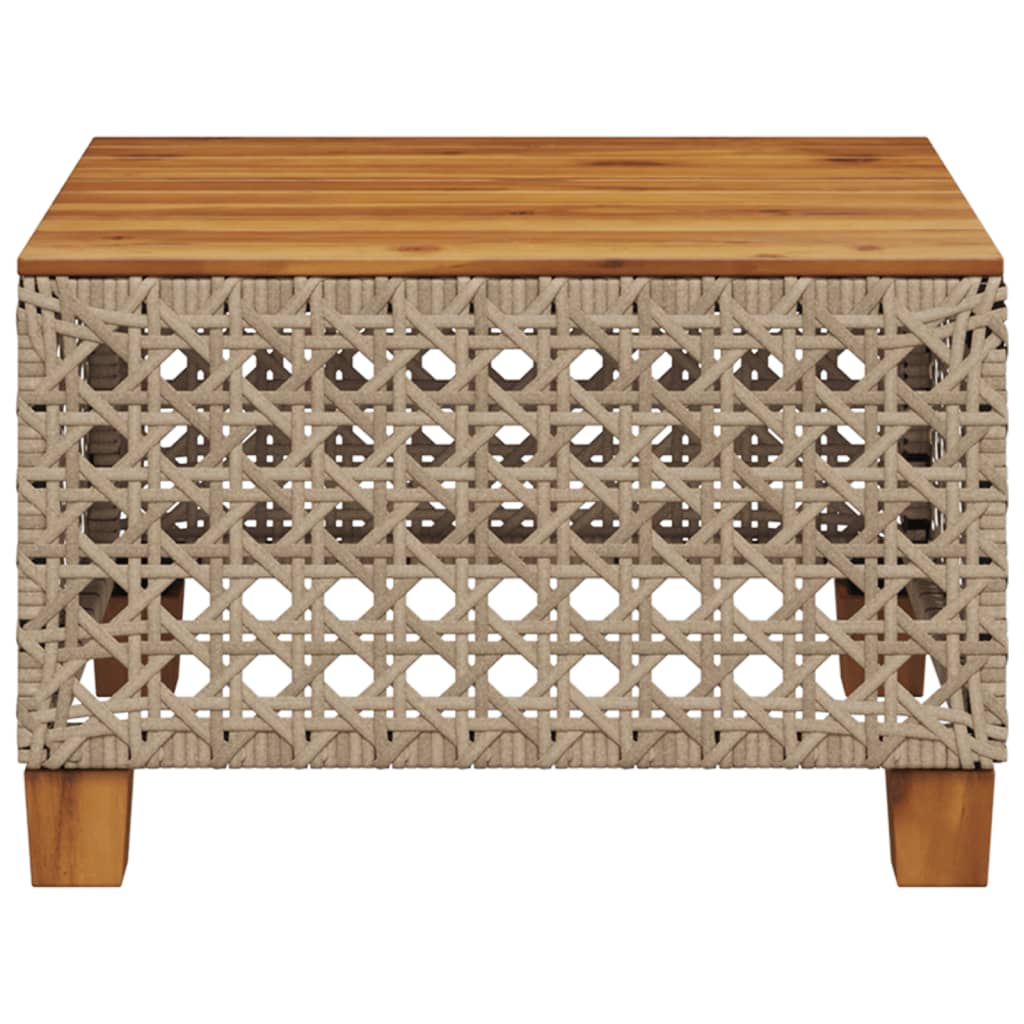 Tuintafel 55x55x36 cm poly rattan en acaciahout beige is nu te koop bij PeponiXL, paradijselijk wonen!