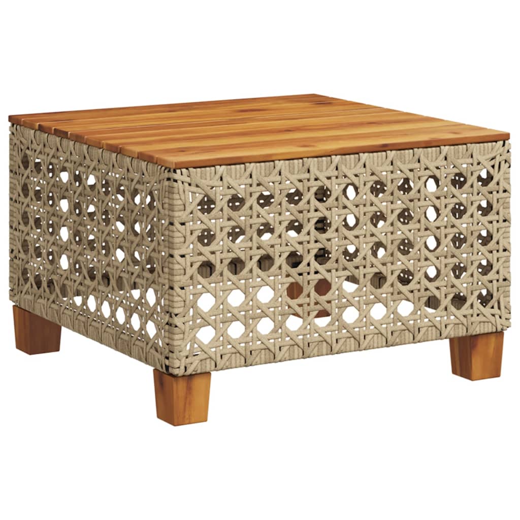 Tuintafel 55x55x36 cm poly rattan en acaciahout beige is nu te koop bij PeponiXL, paradijselijk wonen!