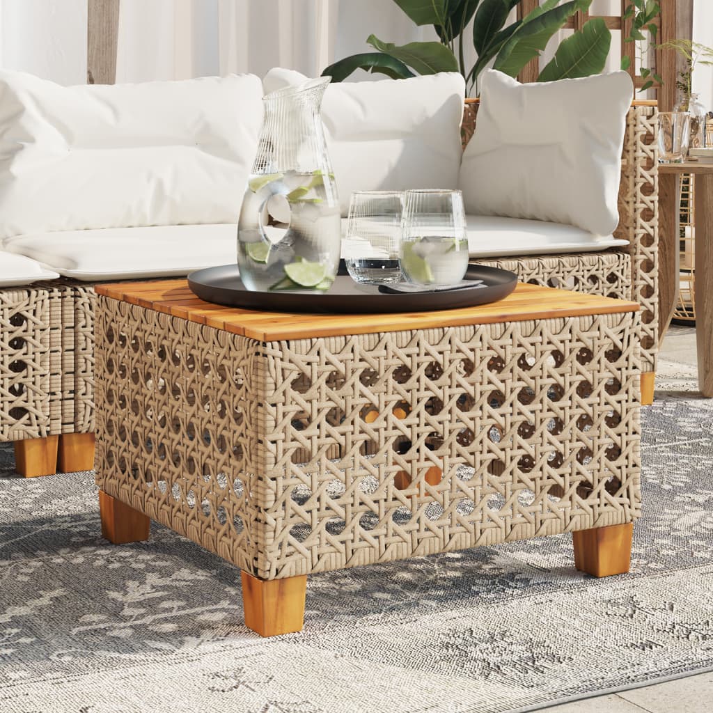 Tuintafel 55x55x36 cm poly rattan en acaciahout beige is nu te koop bij PeponiXL, paradijselijk wonen!