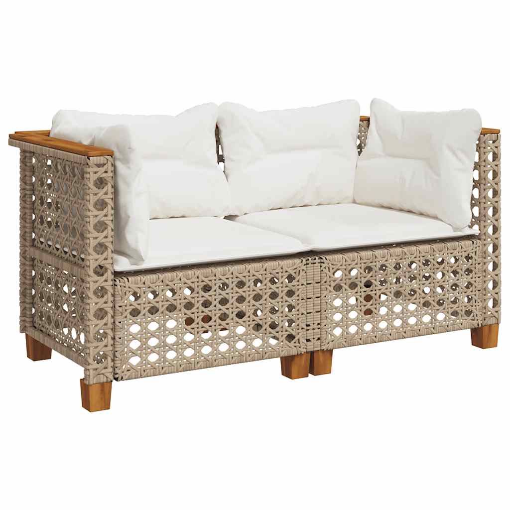 Tuinbanken 2 st met kussens poly rattan beige is nu te koop bij PeponiXL, paradijselijk wonen!