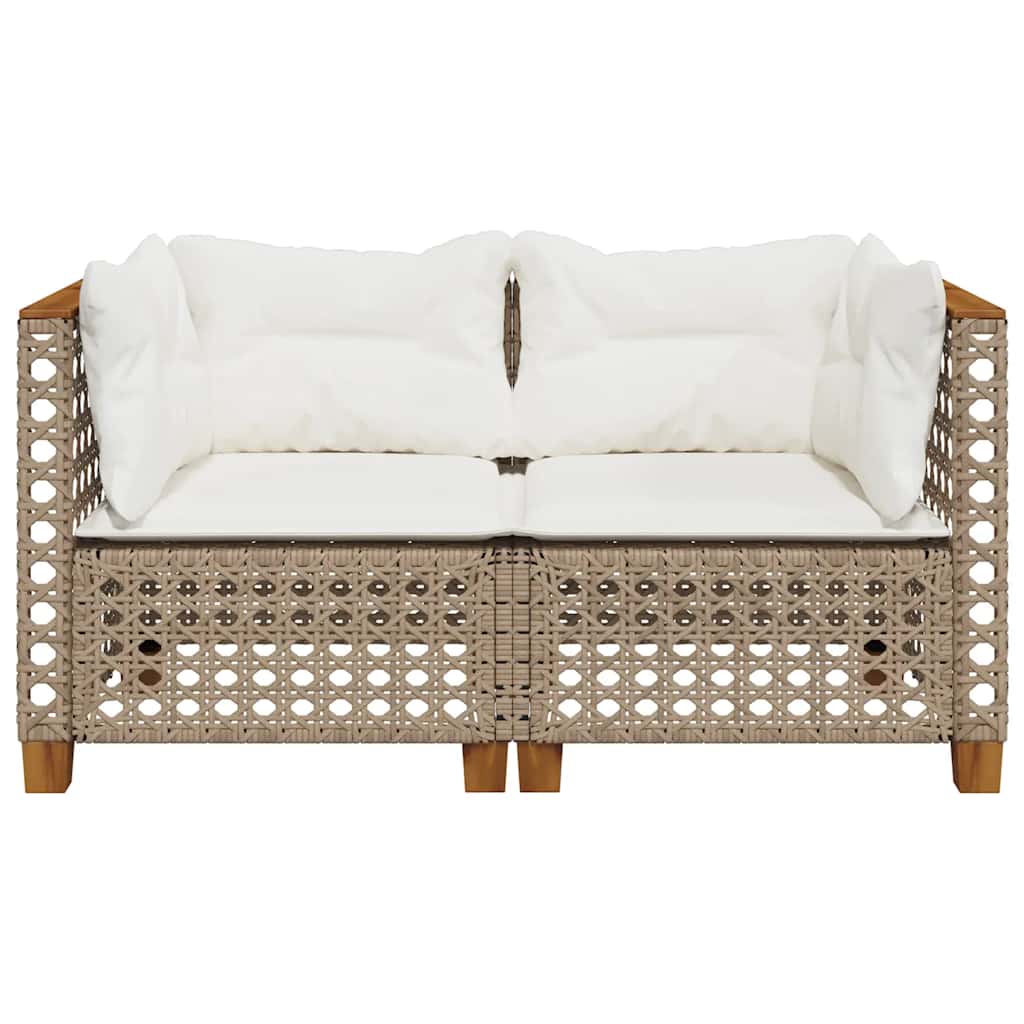 Tuinbanken 2 st met kussens poly rattan beige is nu te koop bij PeponiXL, paradijselijk wonen!