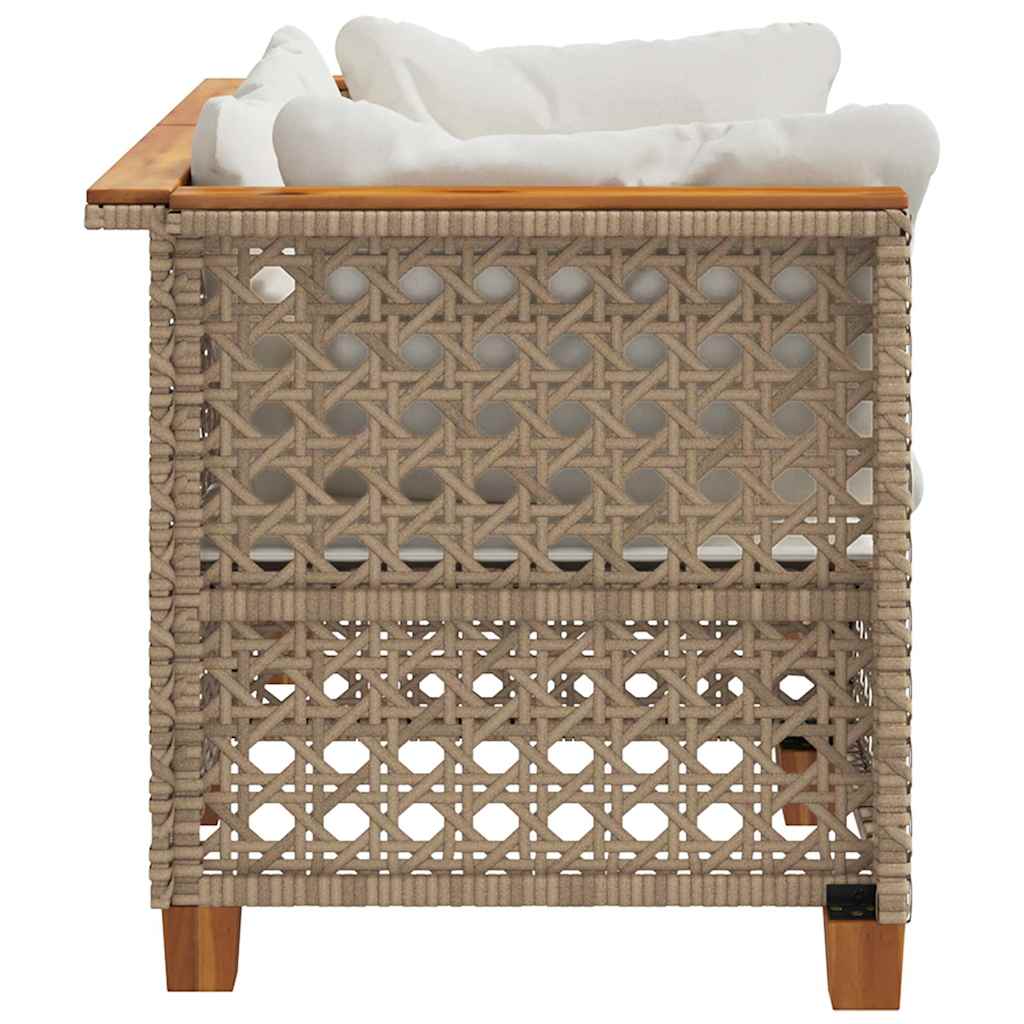 Tuinbanken 2 st met kussens poly rattan beige is nu te koop bij PeponiXL, paradijselijk wonen!