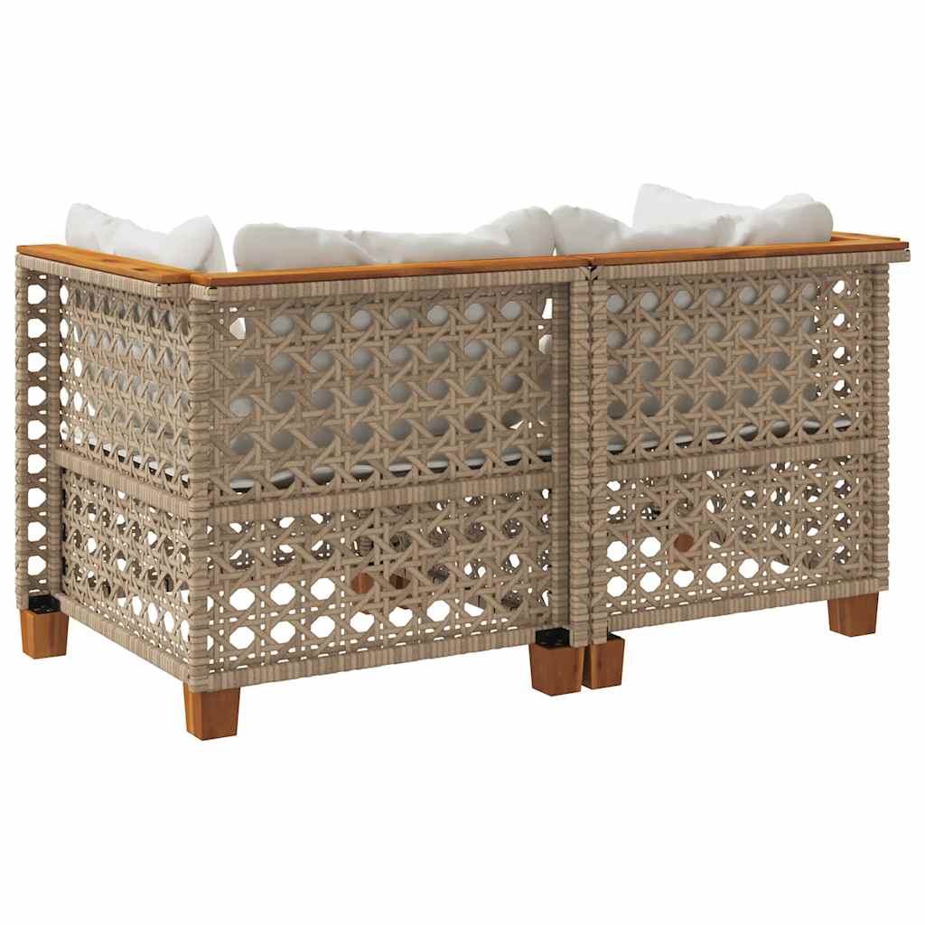 Tuinbanken 2 st met kussens poly rattan beige is nu te koop bij PeponiXL, paradijselijk wonen!