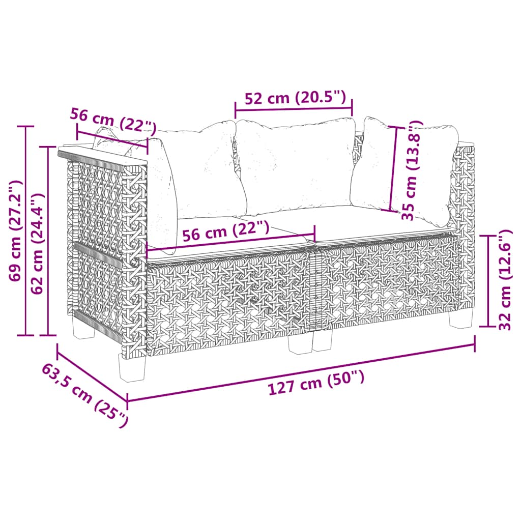 Tuinbanken 2 st met kussens poly rattan beige is nu te koop bij PeponiXL, paradijselijk wonen!