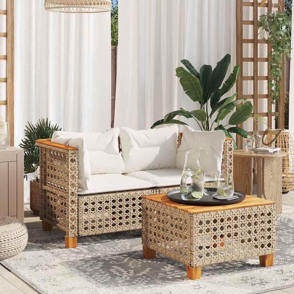 Tuinbanken 2 st met kussens poly rattan beige is nu te koop bij PeponiXL, paradijselijk wonen!