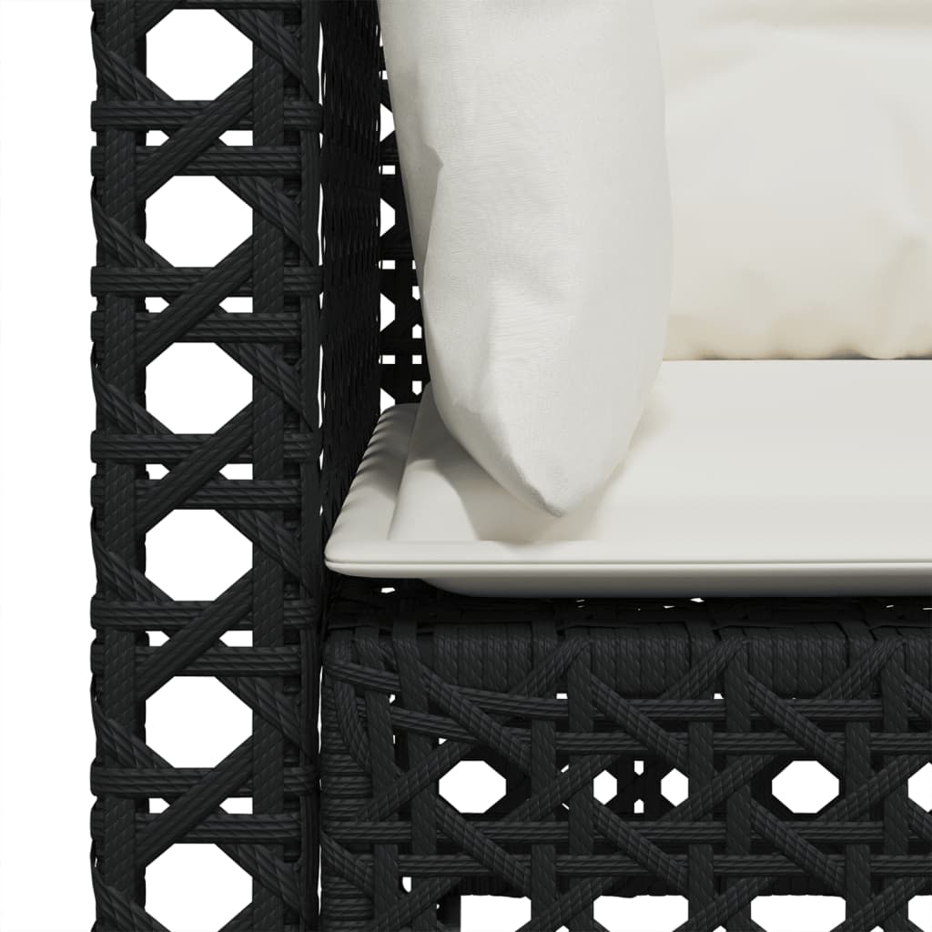 Tuinbank 3-zits met kussens poly rattan zwart is nu te koop bij PeponiXL, paradijselijk wonen!