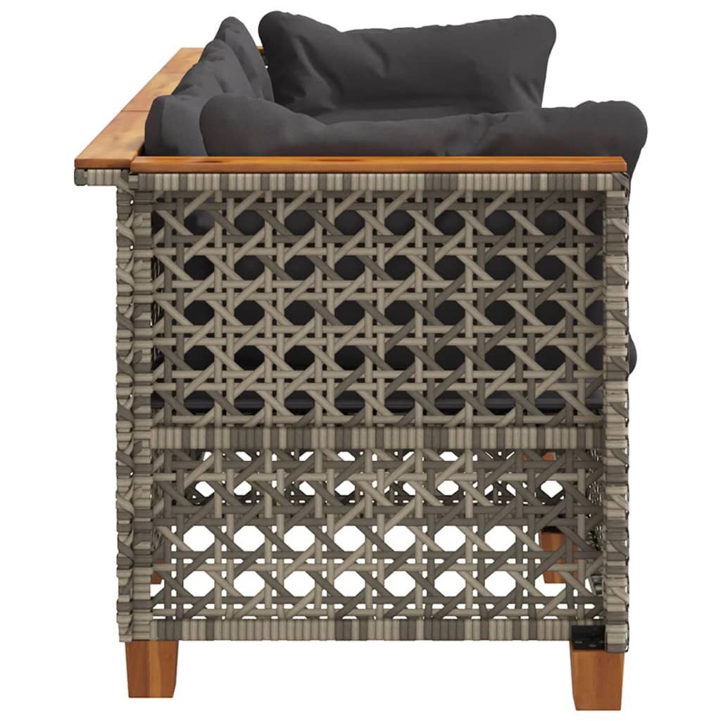 Tuinbank 3-zits met kussens poly rattan grijs is nu te koop bij PeponiXL, paradijselijk wonen!