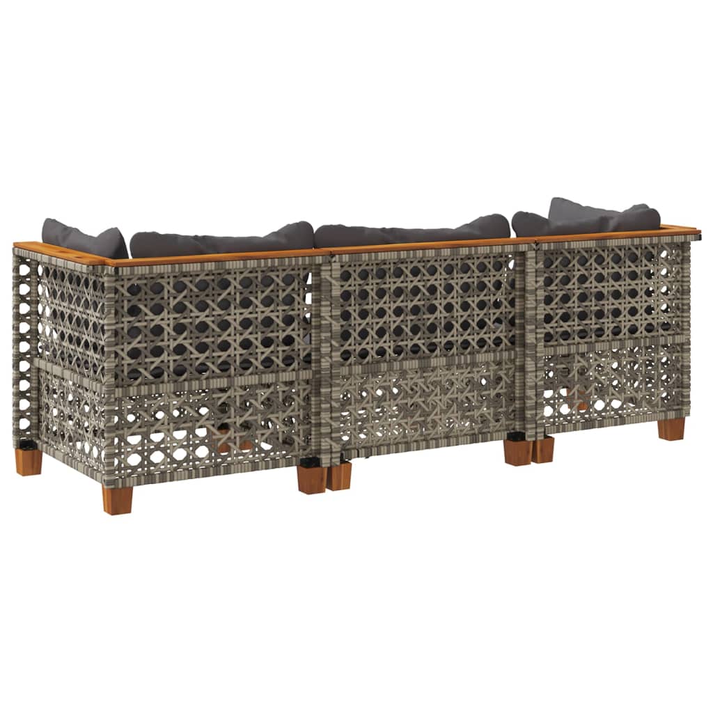 Tuinbank 3-zits met kussens poly rattan grijs is nu te koop bij PeponiXL, paradijselijk wonen!