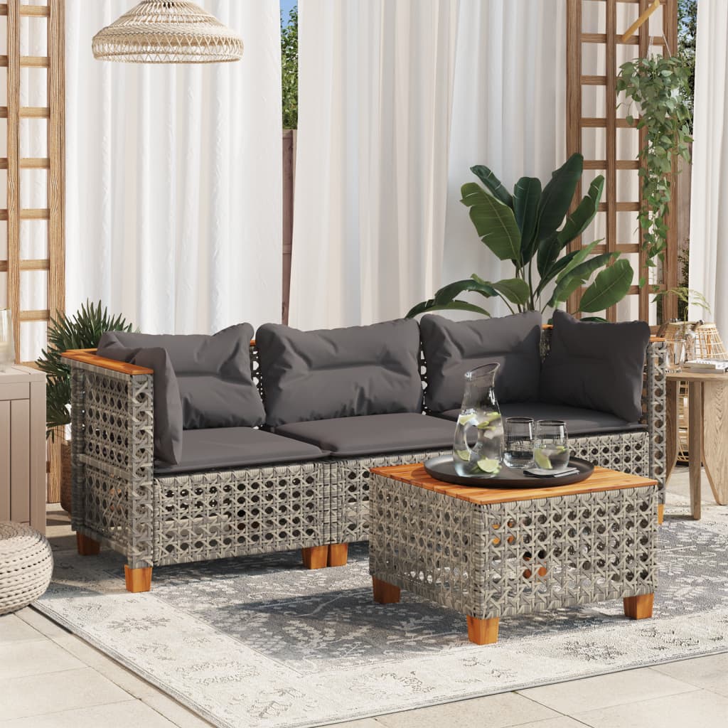 Tuinbank 3-zits met kussens poly rattan grijs is nu te koop bij PeponiXL, paradijselijk wonen!