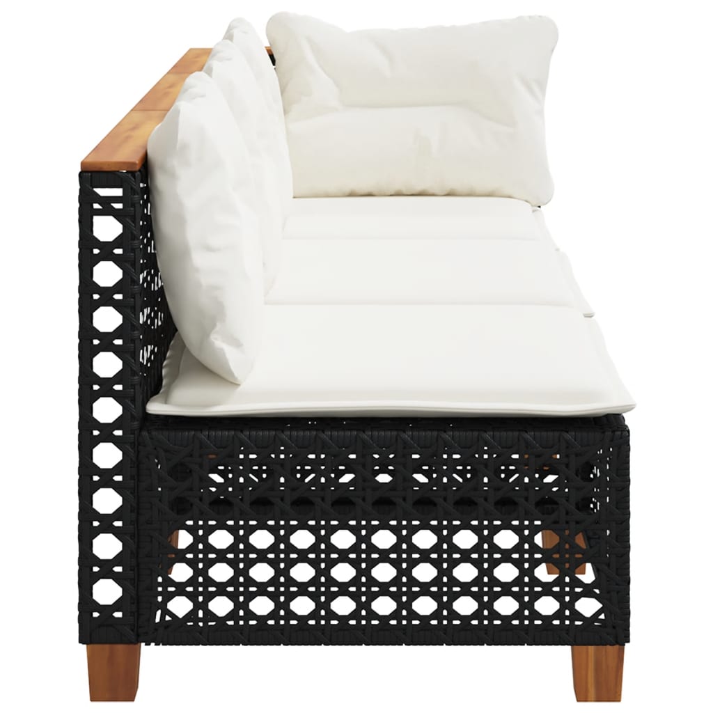 Tuinbank 3-zits met kussens poly rattan zwart is nu te koop bij PeponiXL, paradijselijk wonen!
