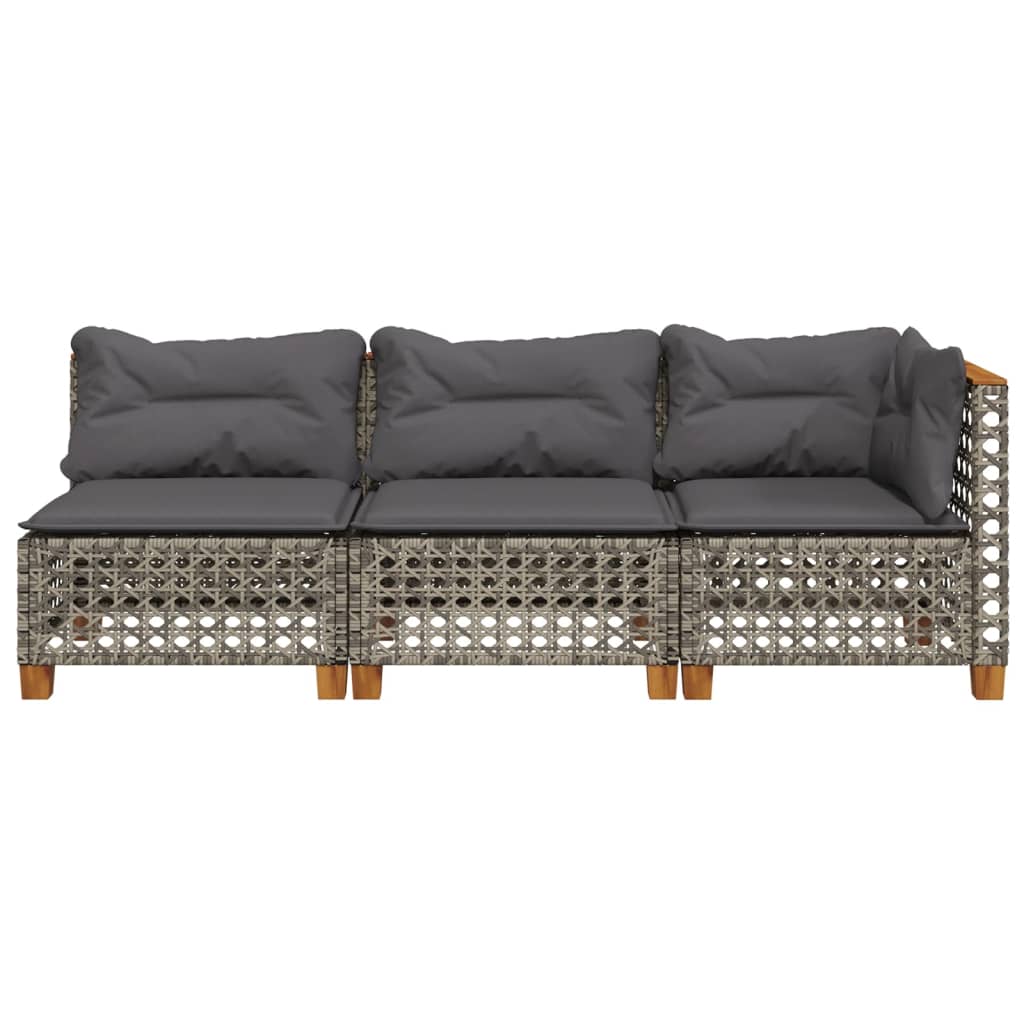 Tuinbank 3-zits met kussens poly rattan grijs is nu te koop bij PeponiXL, paradijselijk wonen!