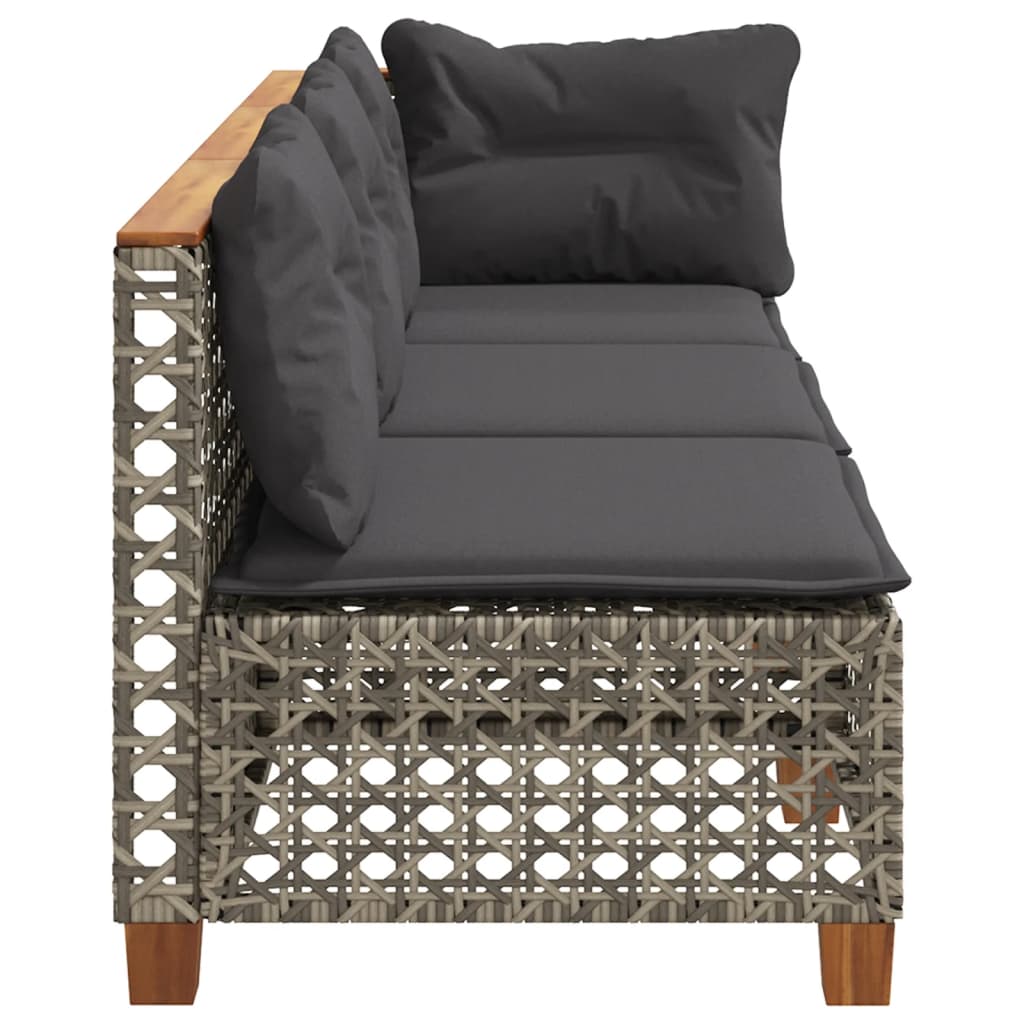 Tuinbank 3-zits met kussens poly rattan grijs is nu te koop bij PeponiXL, paradijselijk wonen!
