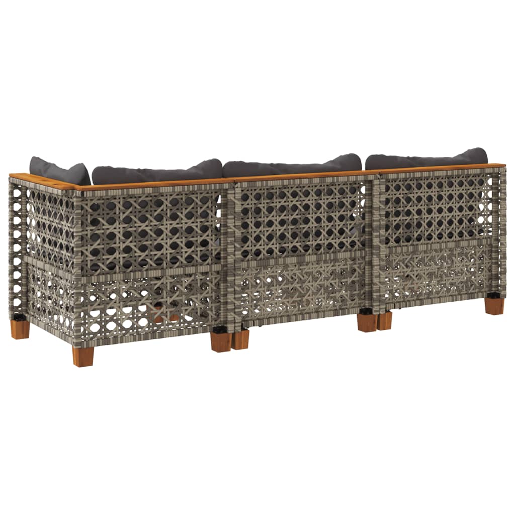 Tuinbank 3-zits met kussens poly rattan grijs is nu te koop bij PeponiXL, paradijselijk wonen!
