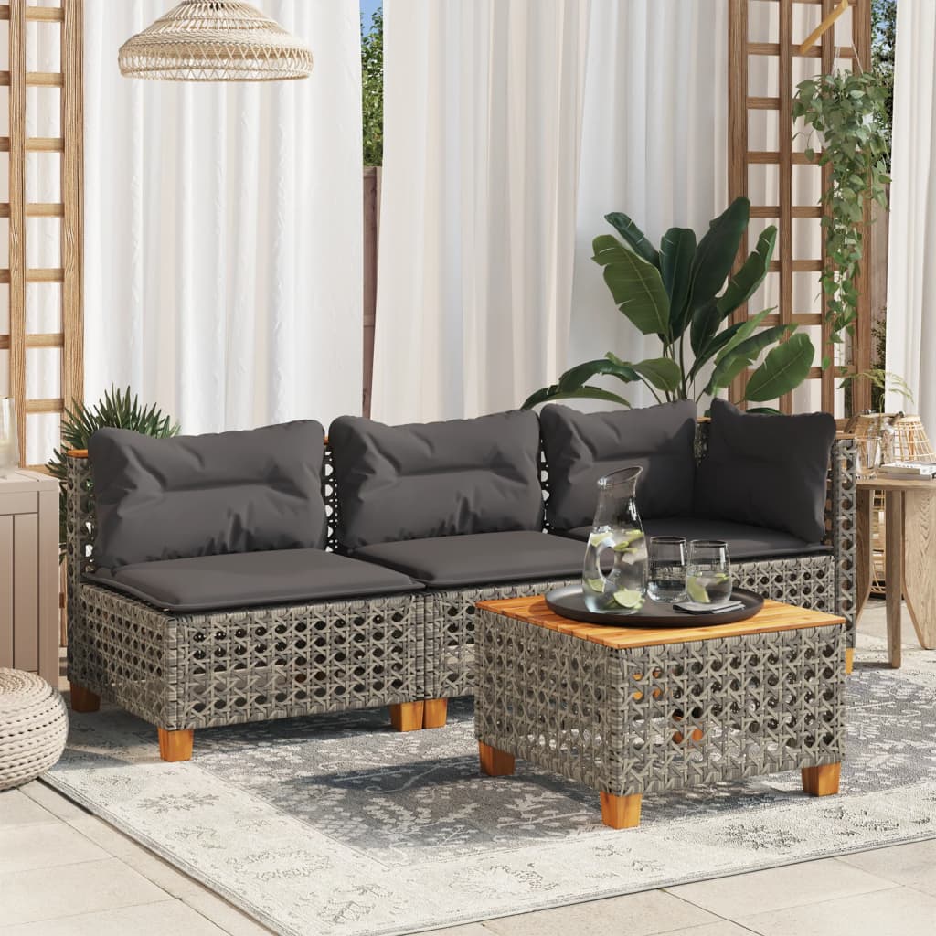 Tuinbank 3-zits met kussens poly rattan grijs is nu te koop bij PeponiXL, paradijselijk wonen!
