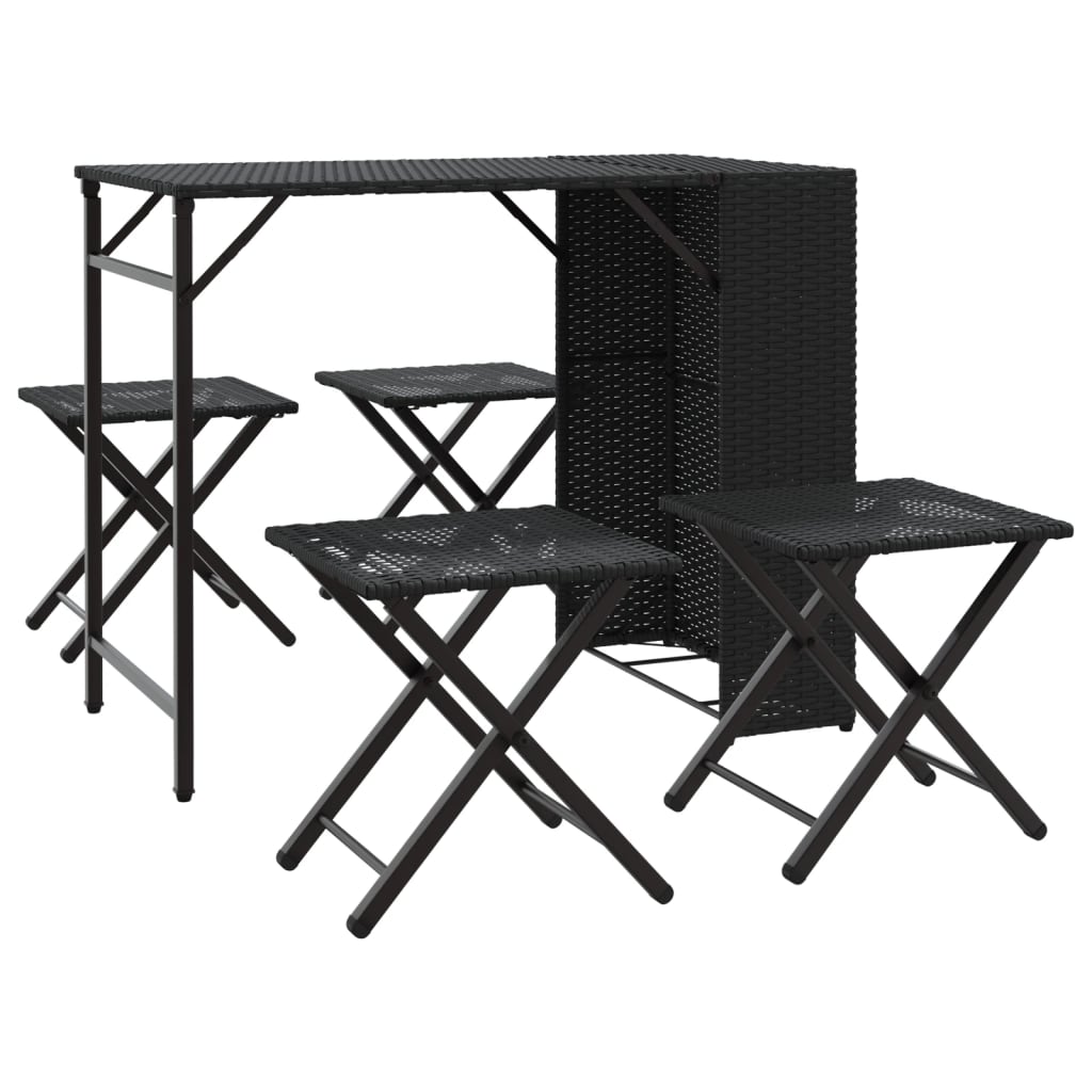 5-delige Tuinset inklapbaar poly rattan zwart is nu te koop bij PeponiXL, paradijselijk wonen!