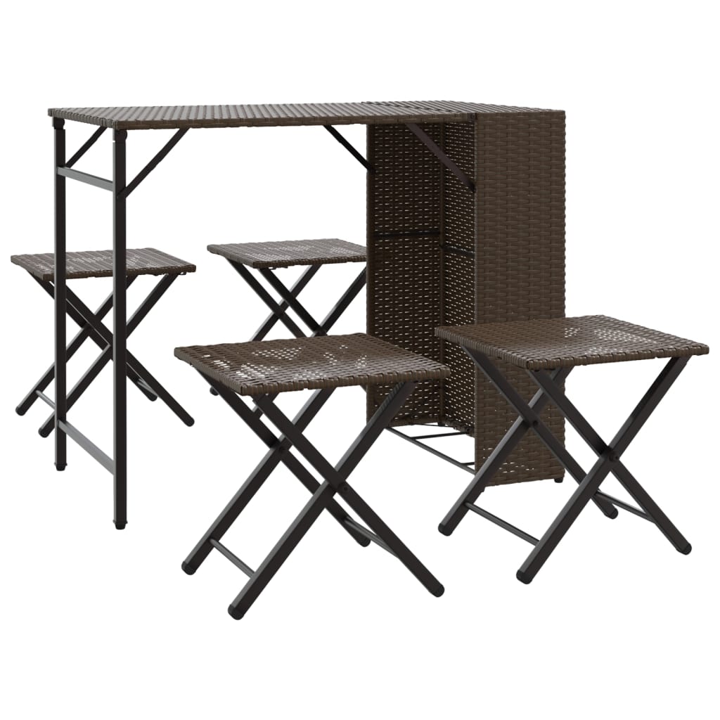 5-delige Tuinset inklapbaar poly rattan bruin is nu te koop bij PeponiXL, paradijselijk wonen!