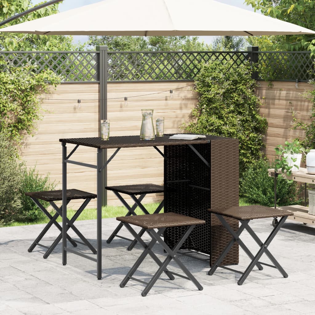 5-delige Tuinset inklapbaar poly rattan bruin is nu te koop bij PeponiXL, paradijselijk wonen!