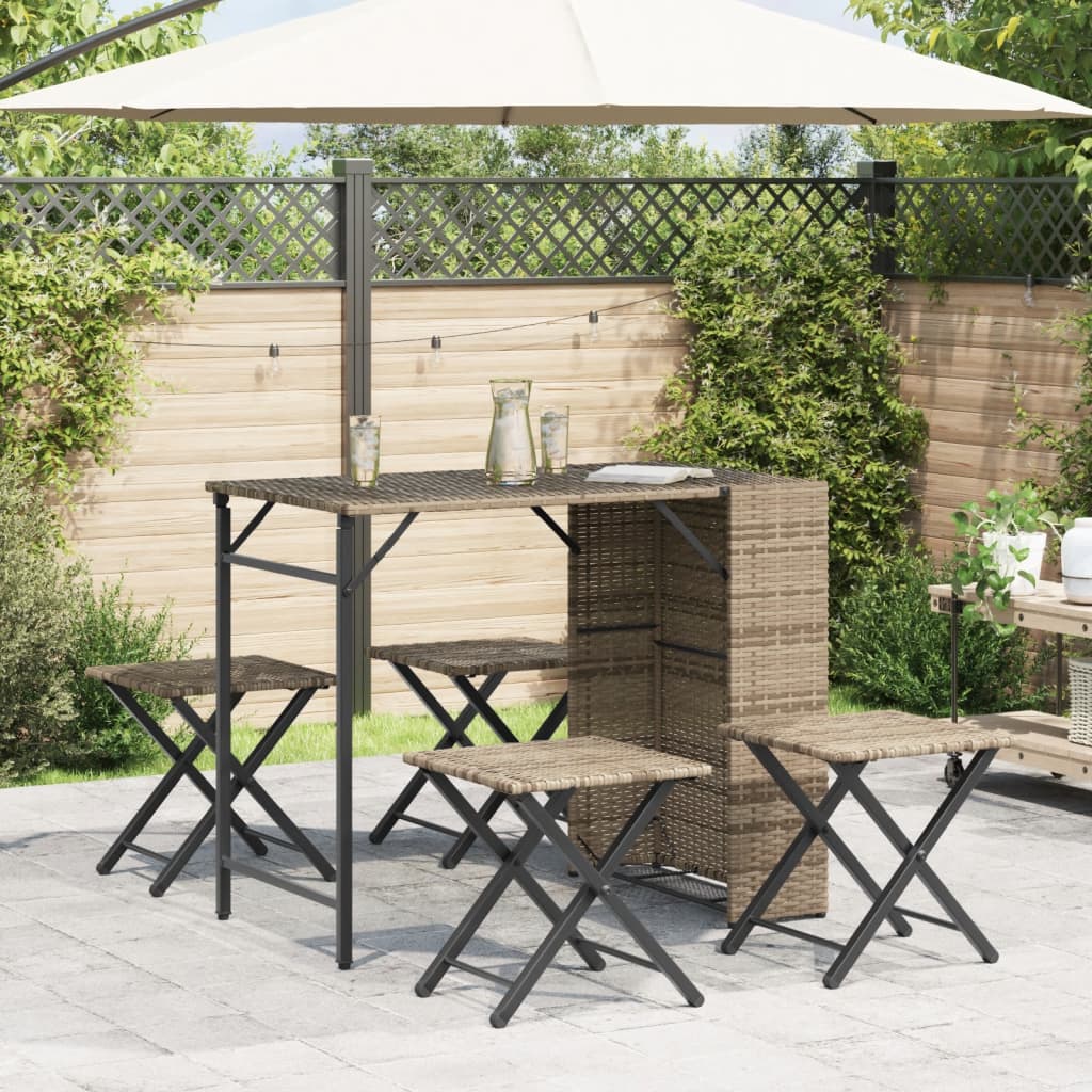 5-delige Tuinset inklapbaar poly rattan beige is nu te koop bij PeponiXL, paradijselijk wonen!