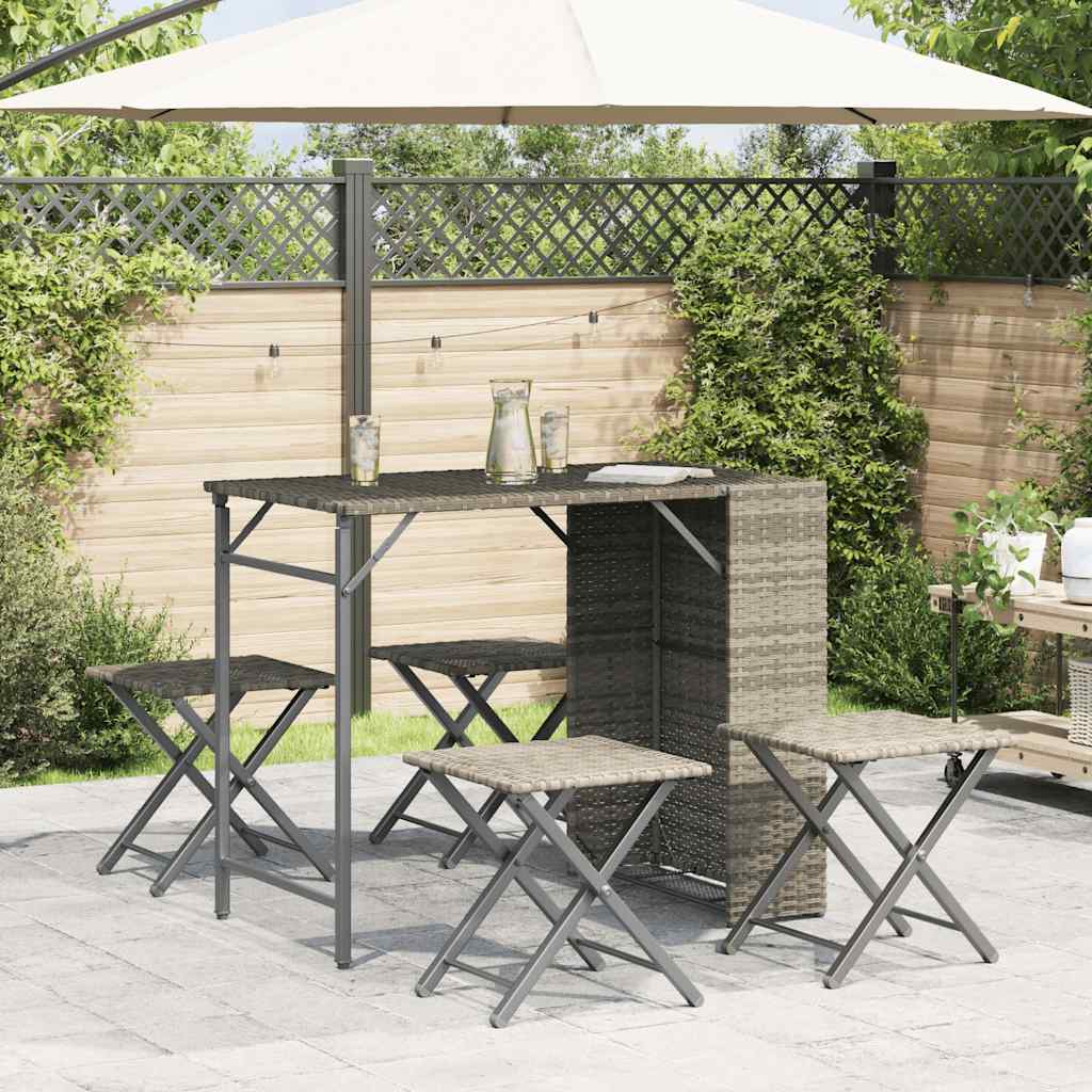 5-delige Tuinset inklapbaar poly rattan lichtgrijs is nu te koop bij PeponiXL, paradijselijk wonen!